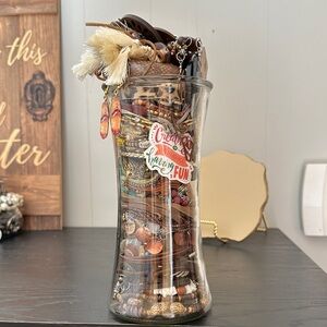 Elegant Mystery Jewelry Jar with Assorted Brown Accents